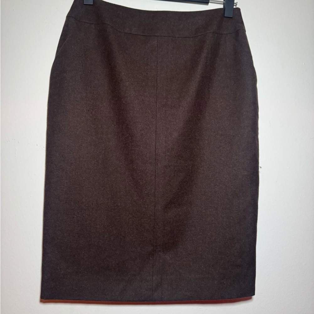 CHANEL Dark Brown Wool Pencil Skirt